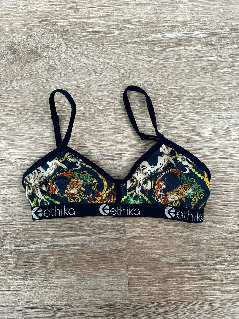 ethika Black Printed Women's Bralette with Multicolor Design